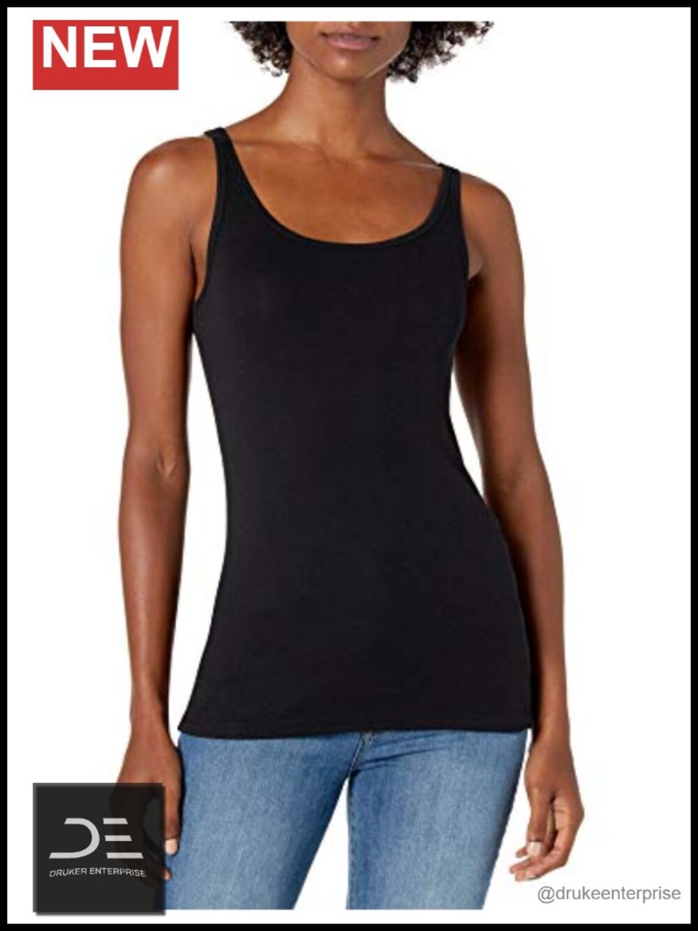 Slim-Fit Thin Strap Tank Top Pack of 2 Cotton Modal Micro Rib
